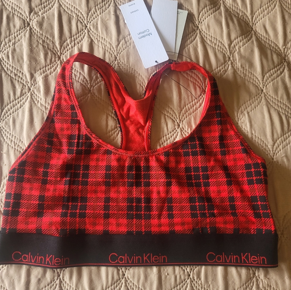 Calvin Klein Red and Black Sports Bra